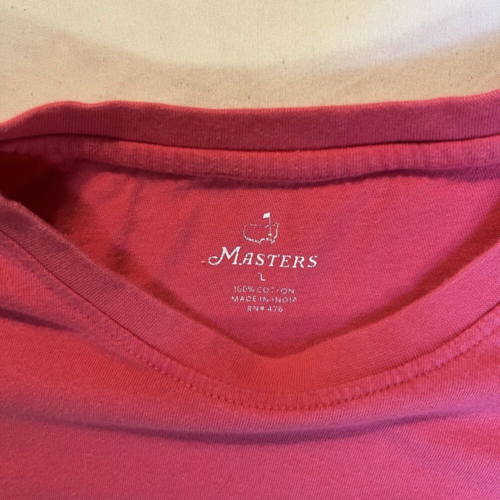 Masters T Shirt Mens L Large 2022 Cotton Golf Augusta National Pink Double Sided - Picture 3 of 9